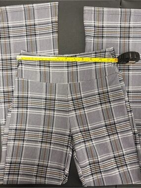 Women's Gray Plaid Boot Cut Trousers - Classic Tailored Fit